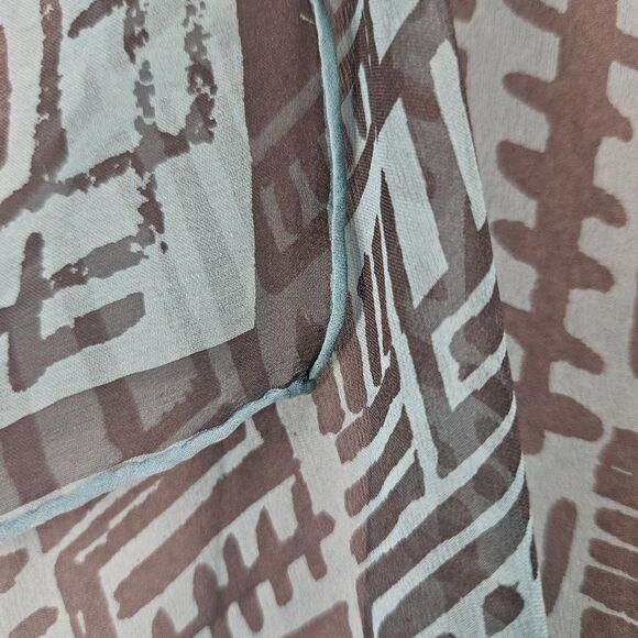 VTG 1960 Vera Neumann Japan Silk Rayon Scarf Geometric Blue Hand Rolled - Picture 2 of 5